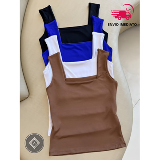 KIT 3 Blusa Regata Feminina Decote Quadrado Reto Em Suplex Premium Liso Lançamento Verão Moda Bloqueia Tendencia em Oferta na Shopee