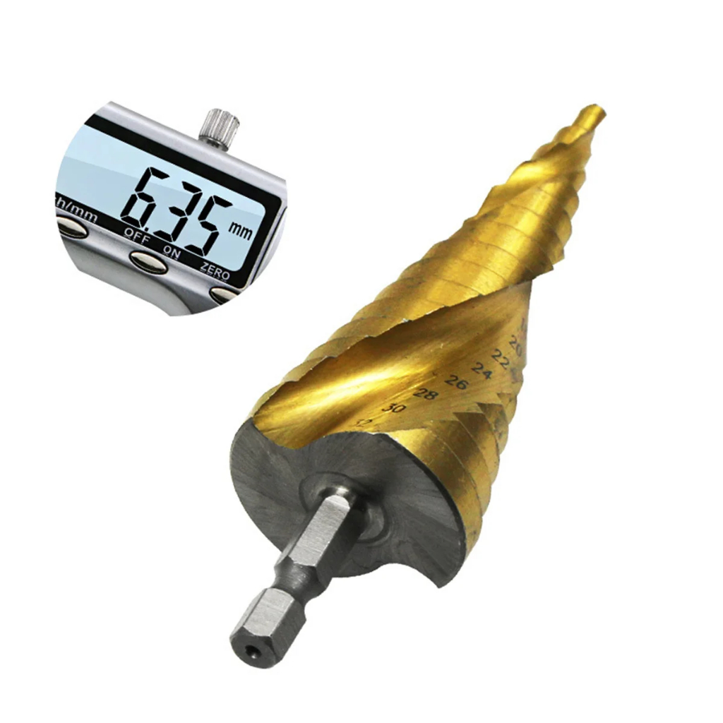 Broca Escalonada Lorben Espiral Profissional de 4 à 32 mm Aço Rápido Titânio