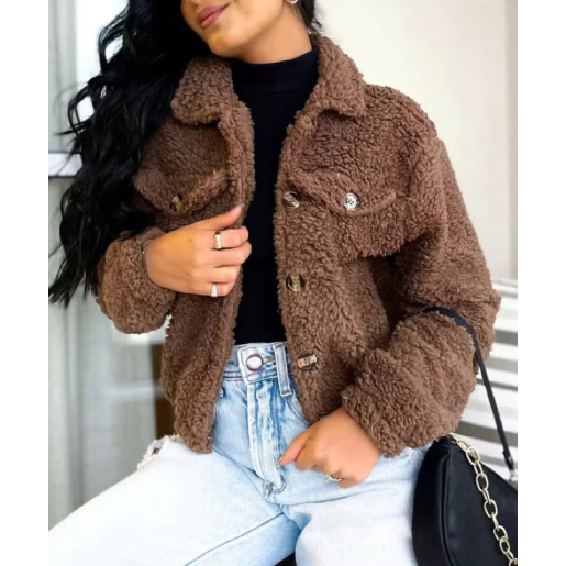 Casaco feminino Teddy Casaco de frio pelinho Lançamento Inverno Luxo Blogueirinha estiloso