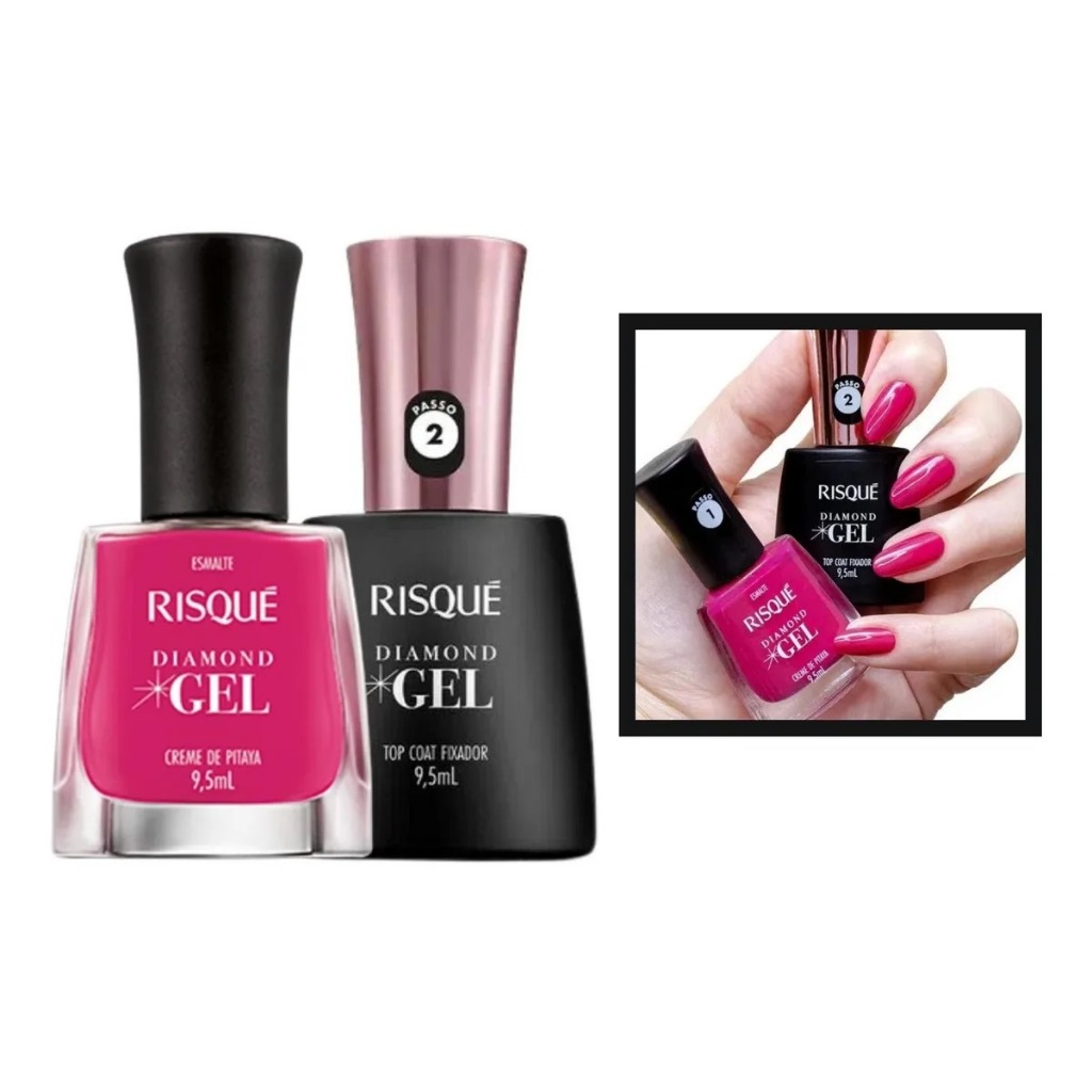 Esmalte Risque Diamond Gel Creme Pitaya + Top Coat 9,5ml