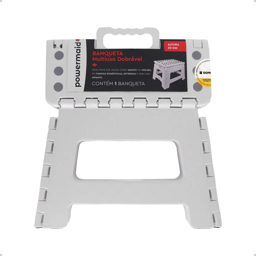 Banqueta Multiuso Dobrável Branca Resistente Powermaid em Oferta na Shopee