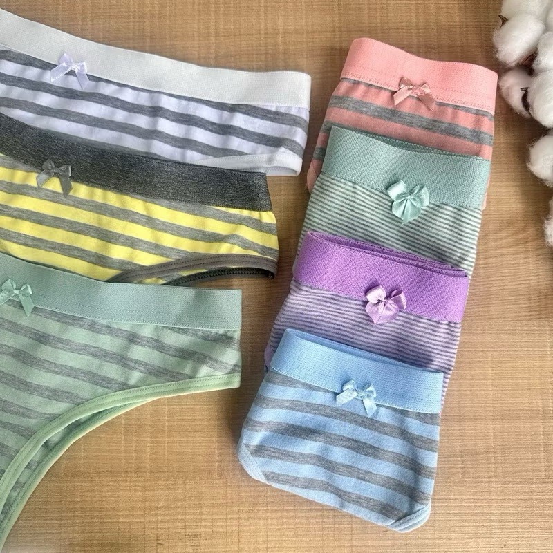 Kit 20 - Tanga Conforto Algodão Cotton Listrada Feminina em Oferta na Shopee