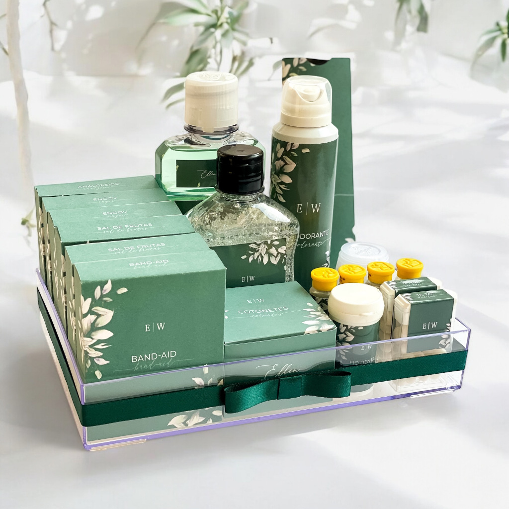 Kit Toalete Personalizado para Banheiro, Casamento, Feminino e Masculino, com ou sem bandeja