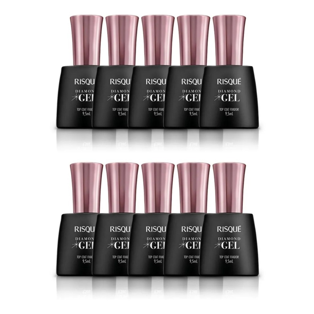 Kit Esmalte Risque Diamond Gel Top Coat Fixador 10 Unidades