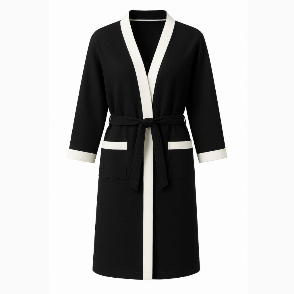 Roupão De Banho Unissex Preto Com Branco Atoalhado Luxuoso 100% Poliéster Felpudo Macio em Oferta na Shopee