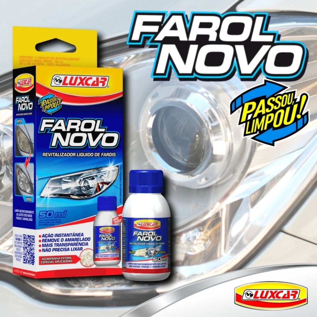 Revitalizador Líquido Farol Novo Luxcar para Faróis e Superfícies de Acrílico e Policarbonato em Oferta na Shopee