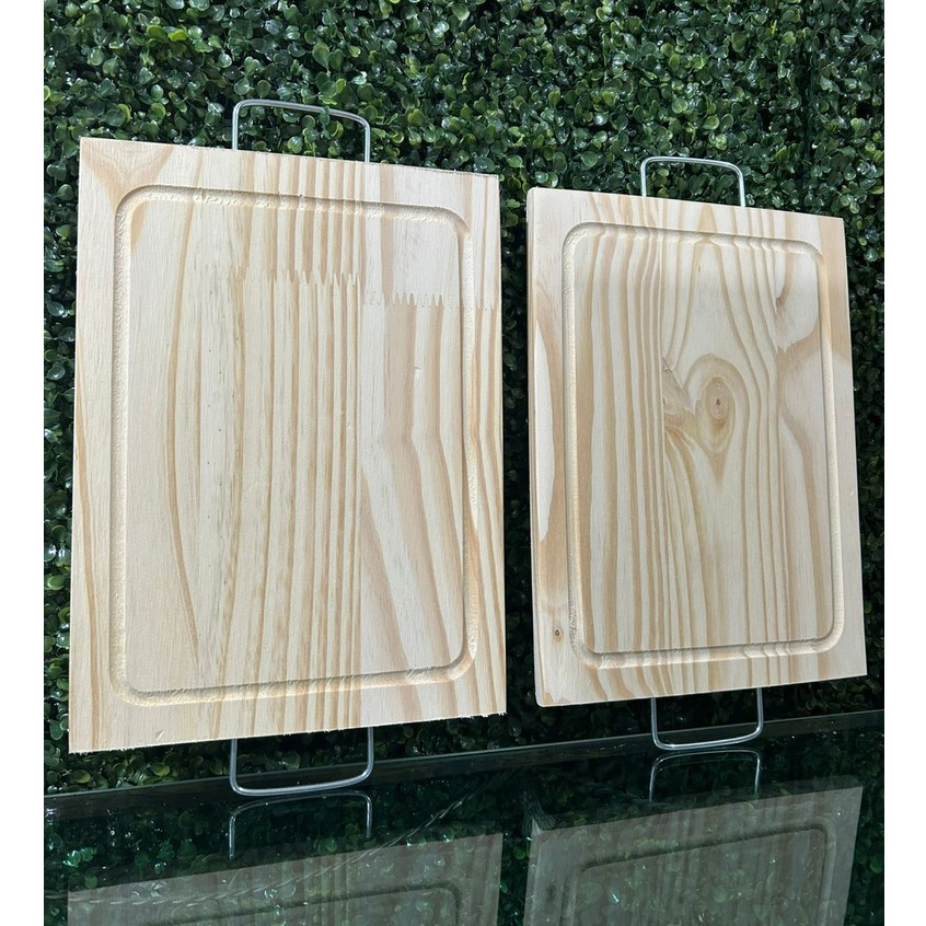 KIT COM 2 Tábua Rústica de Madeira Natural 37x27cm