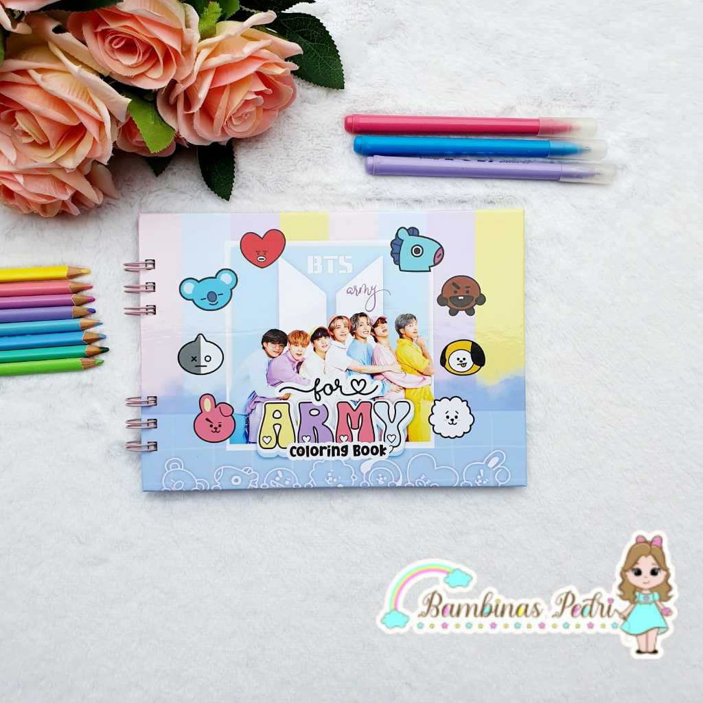 Livro Caderno de Colorir Capa Dura For Army BTS Folha Grossa PRONTA ENTREGA