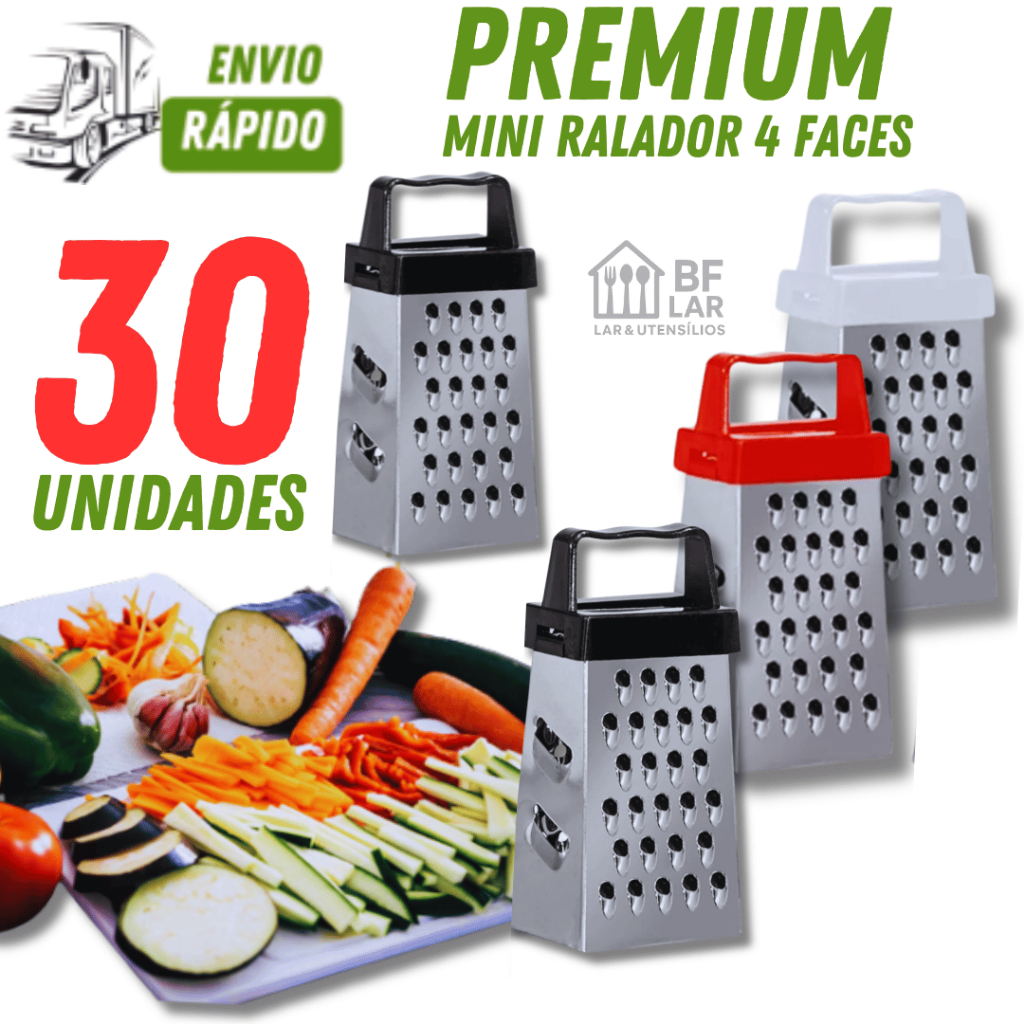 JOGO 30 MINI RALADOR AÇO INOX PARA VARIÁVEIS UTILIDADES INGREDIENTES VERDURAS LEGUMES INOX PREMIUM
