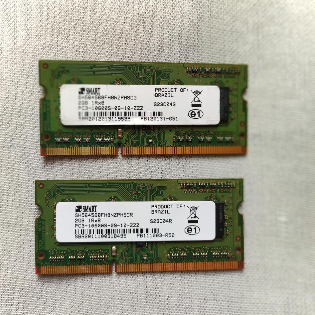 Memória RAM 2gb DDR3 para notebook (2 unidades)