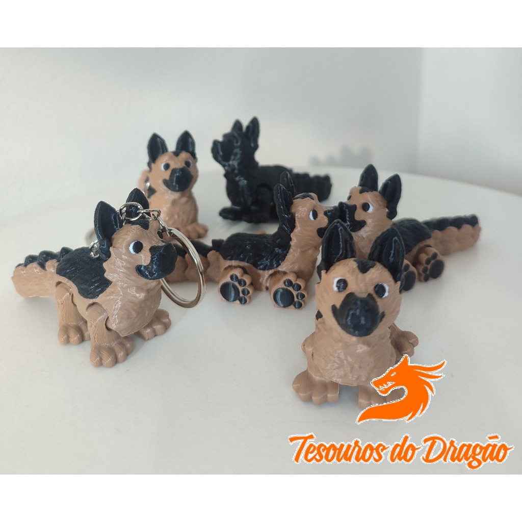 Brinquedo de Pastor Alemão Flexivel | Chaveiro de Pastor Alemão | Personalizável | Presente