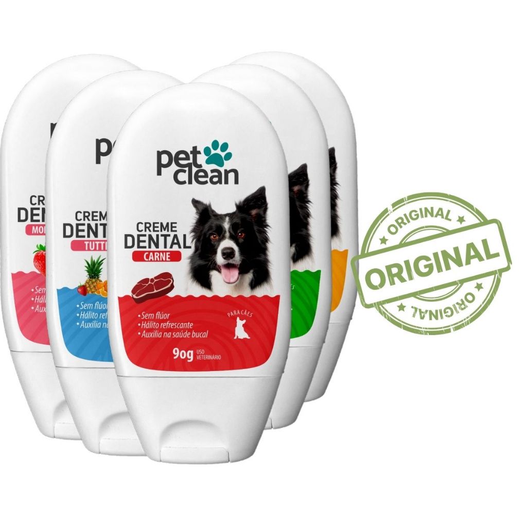 Pet Clean Creme Dental Cães Gatos Higiene Bucal Previne Mau Hálito 5 Sabores