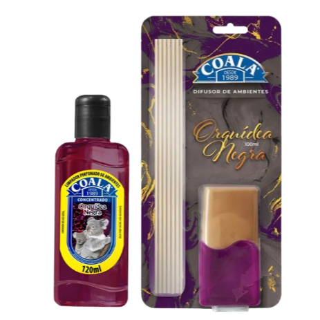 Kit Difusor de Aromas Coala Orquídea Negra 100ml + Limpador Concentrado Orquídea Negra 120 ml