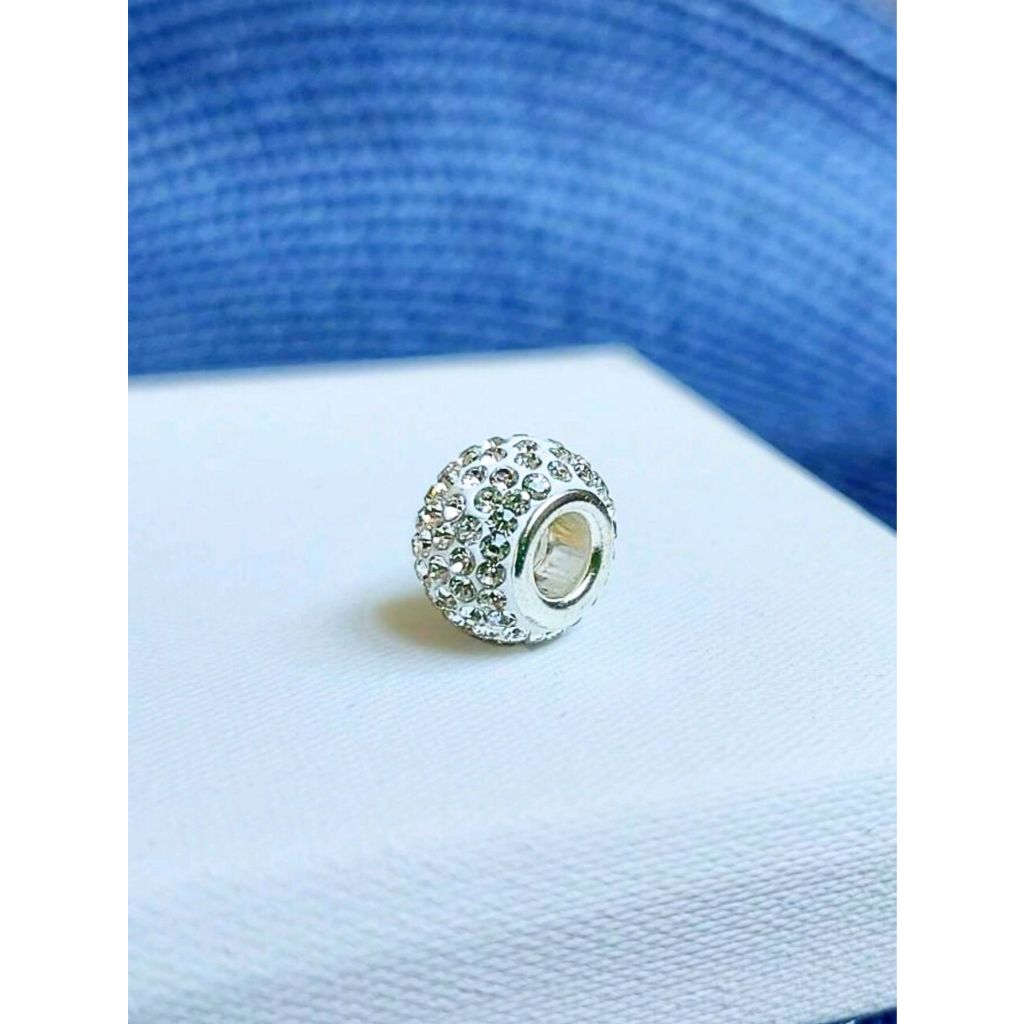 Berloque Murano Separador Strass Banhado a Prata 925 em Oferta na Shopee