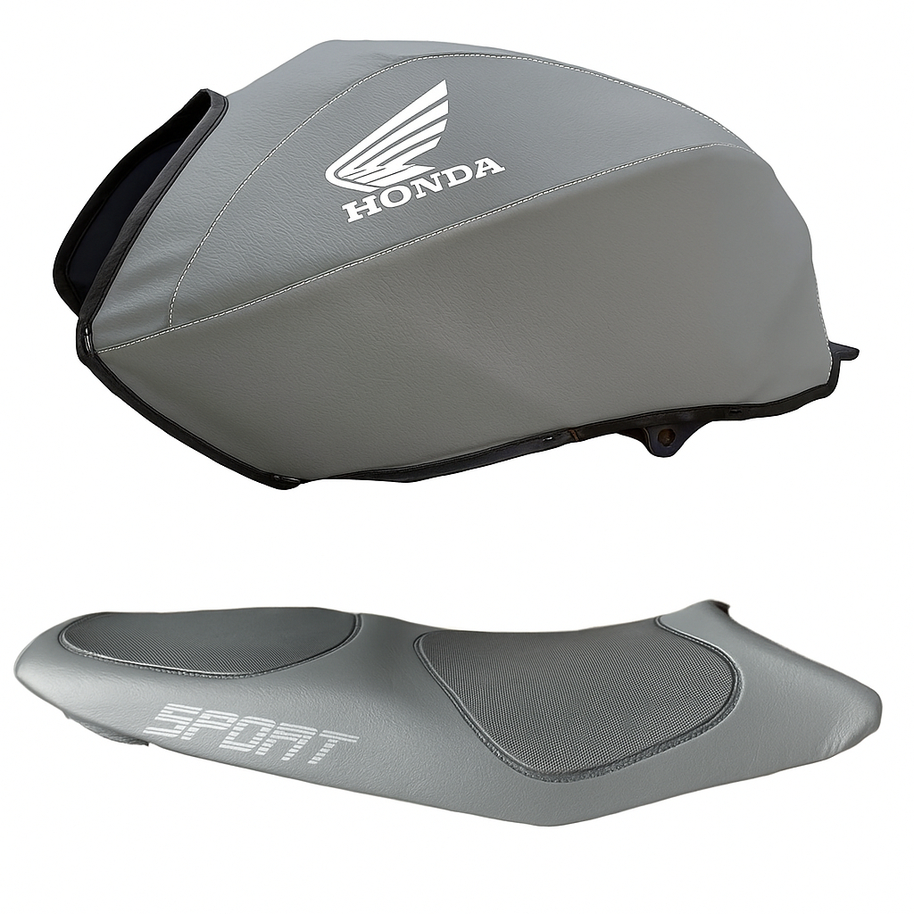 Capa Tanque + Capa Banco Esportiva Preta/Cinza Titan 150 2004/2005/2006/2007/2008