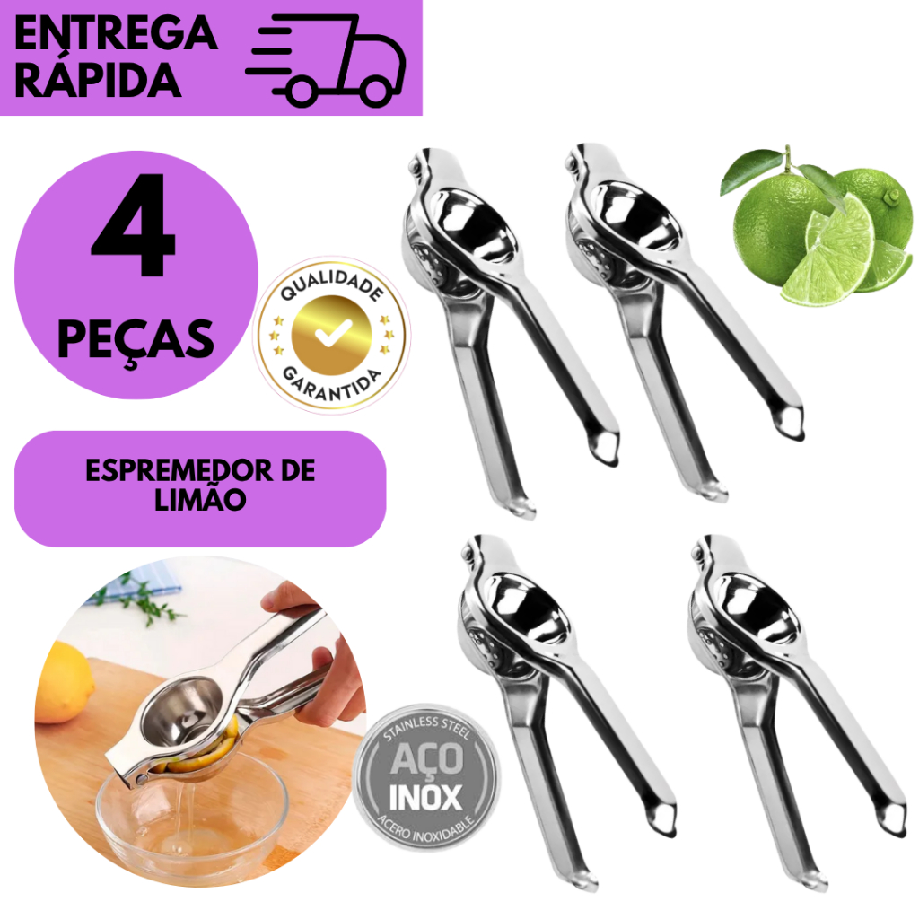 Kits 4/3 ou 2 Espremedor Manual p/ Limão e Laranja Suco Natural Caipirinhas Cozinha Rápida Bares Lan