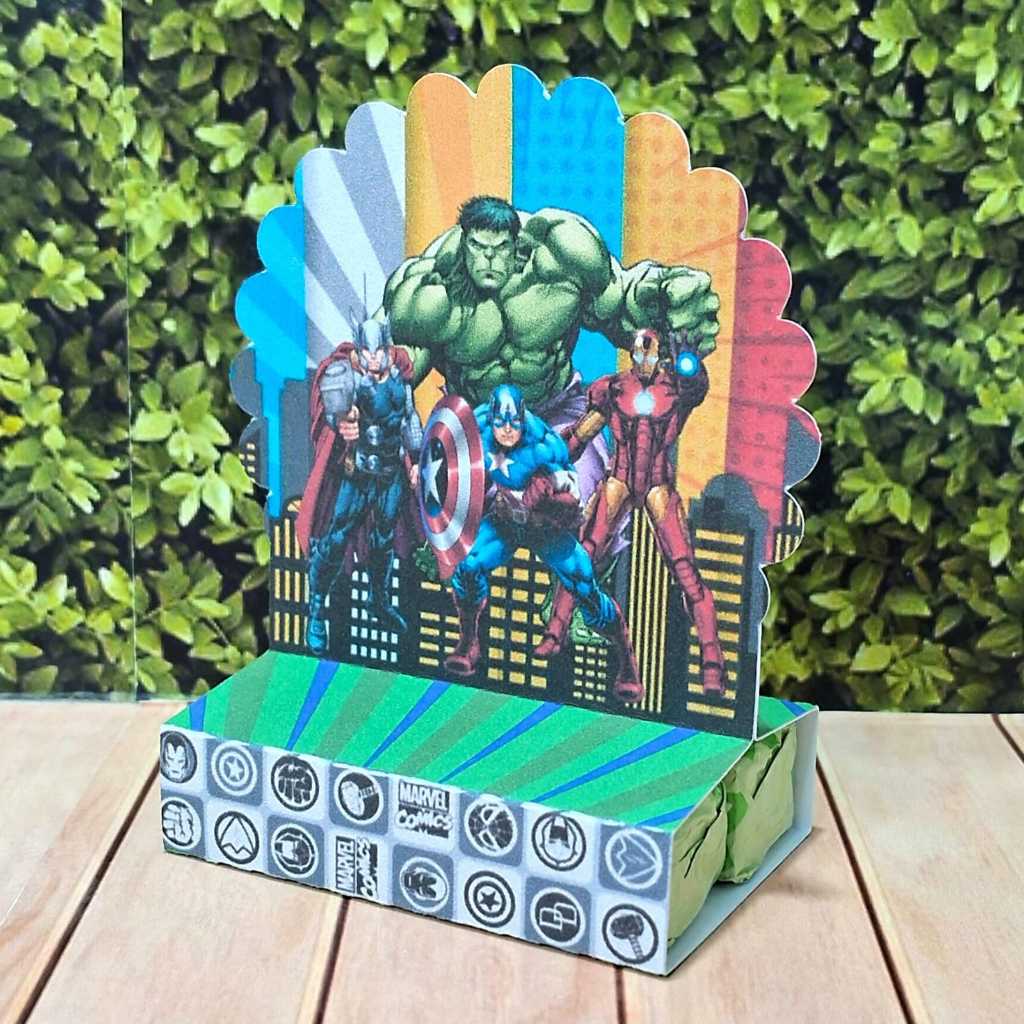 Porta Bis Personalizado para Lembrancinha de Festa, Aniversário Vingadores Pegue e Monte