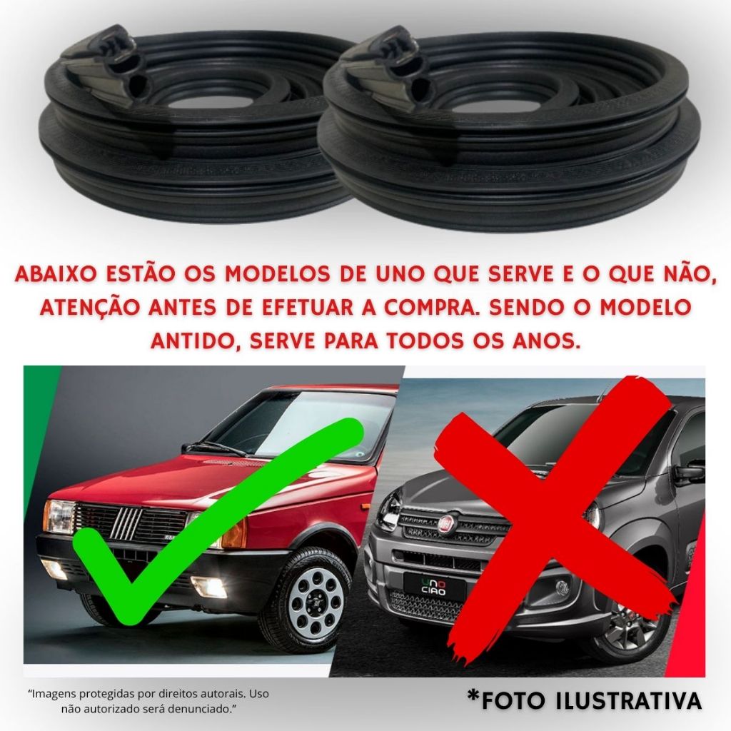 Par de Borrachas de Vedação Portas DIANTEIRAS Modelo Uno 4 Porta Veda Água Poeira