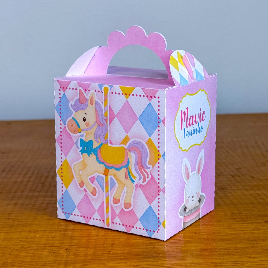 Caixinha lanchinho Personalizado Lembrancinha Festa Aniversário CIRCO ROSA, lembrancinha tema jardim