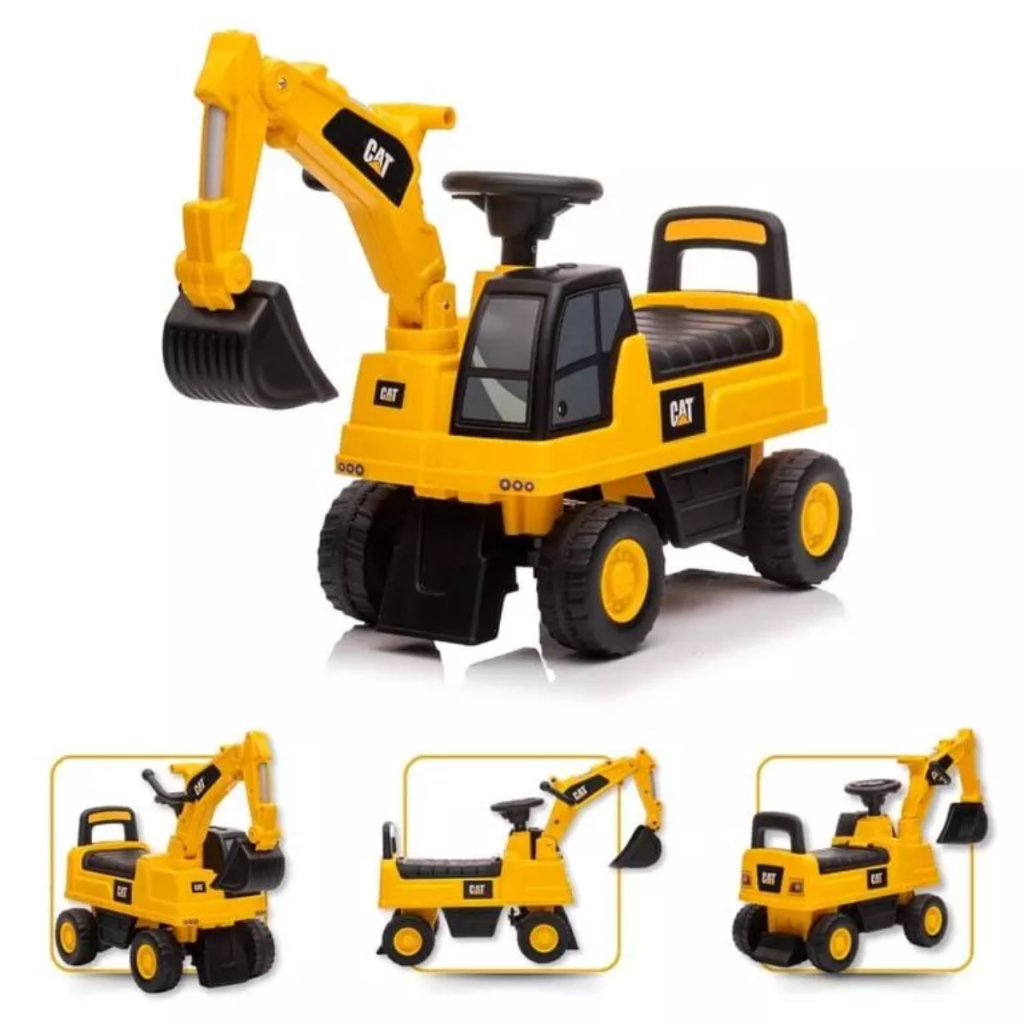Carrinho Andador Trator Caterpillar Licenciado com Som e Concha Móvel Unitoys