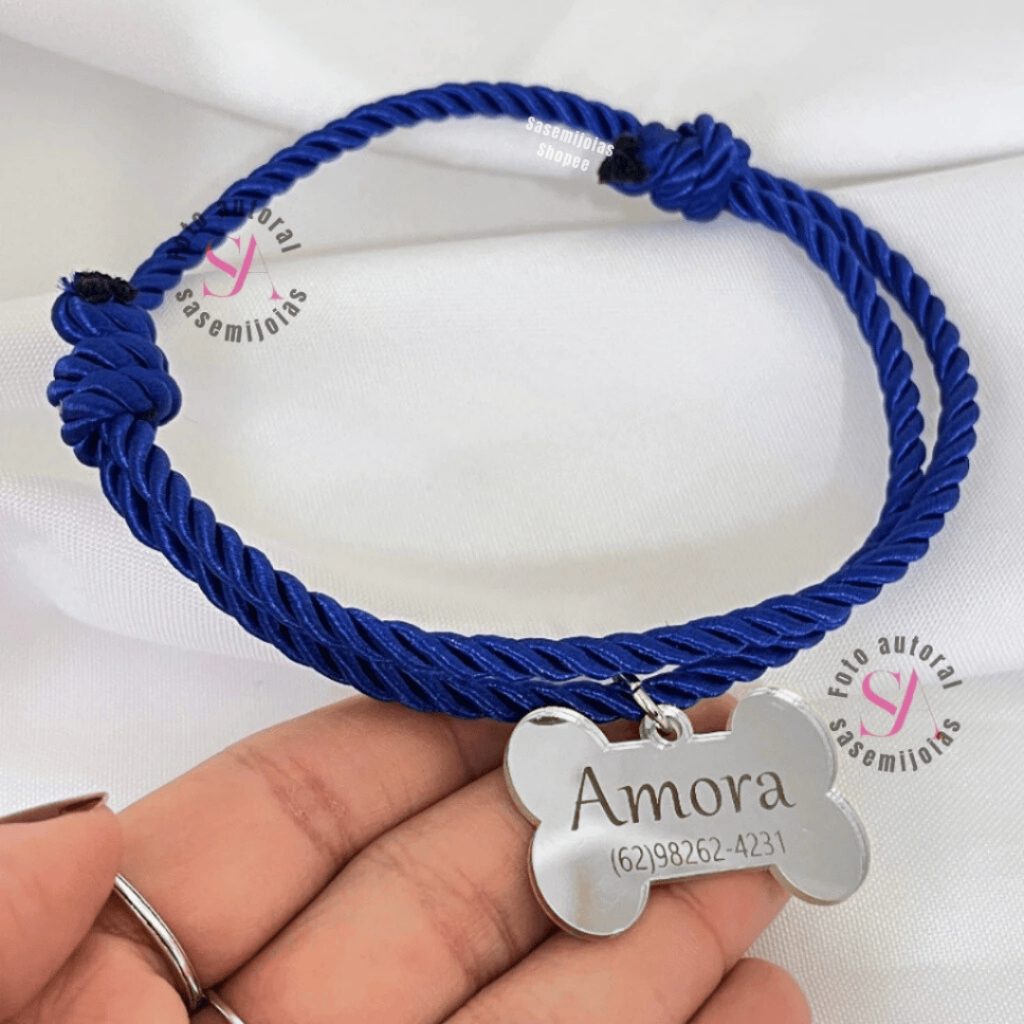 Coleira Trançada Personalizada Com Nome Do Cachorro ou Gato K1 em Oferta na Shopee