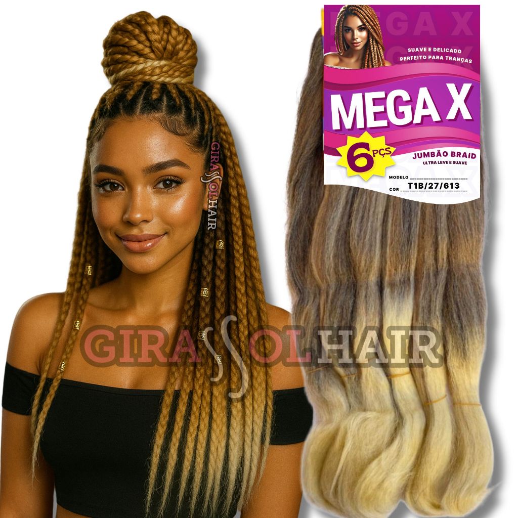 Cabelo Super Jumbão MEGA X 400 gramas - COR T1B/27/613