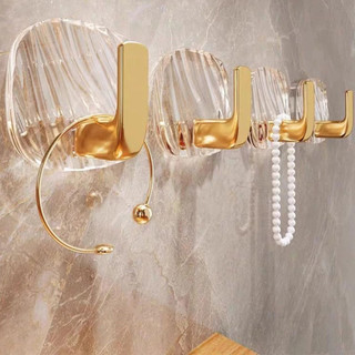 KIT C/4 Ganchos de Parede Autocolante Design Luxuoso Base Acrílica Pendurar Multiuso