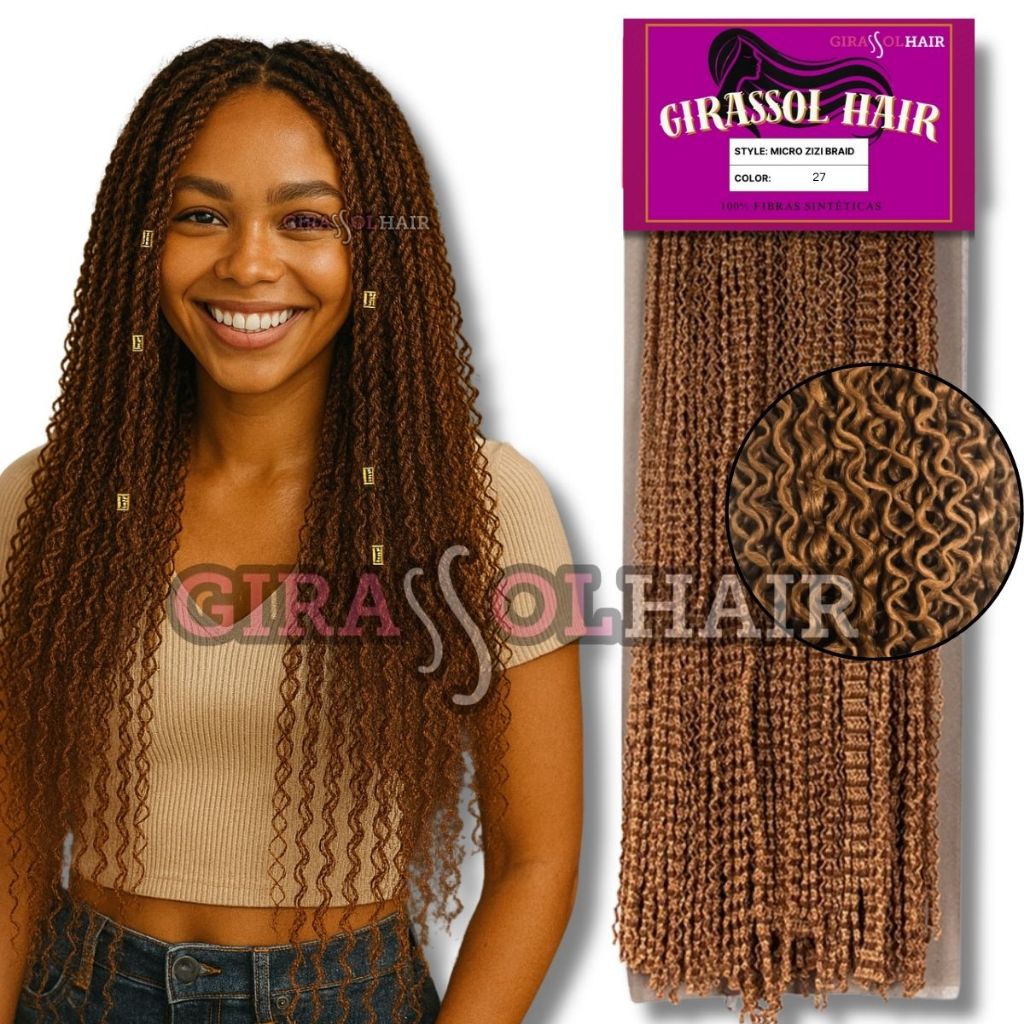 Cabelo Micro Zizi Pacotão 320g Miojinho Trancinha Kanecalon Cor 27 Mel