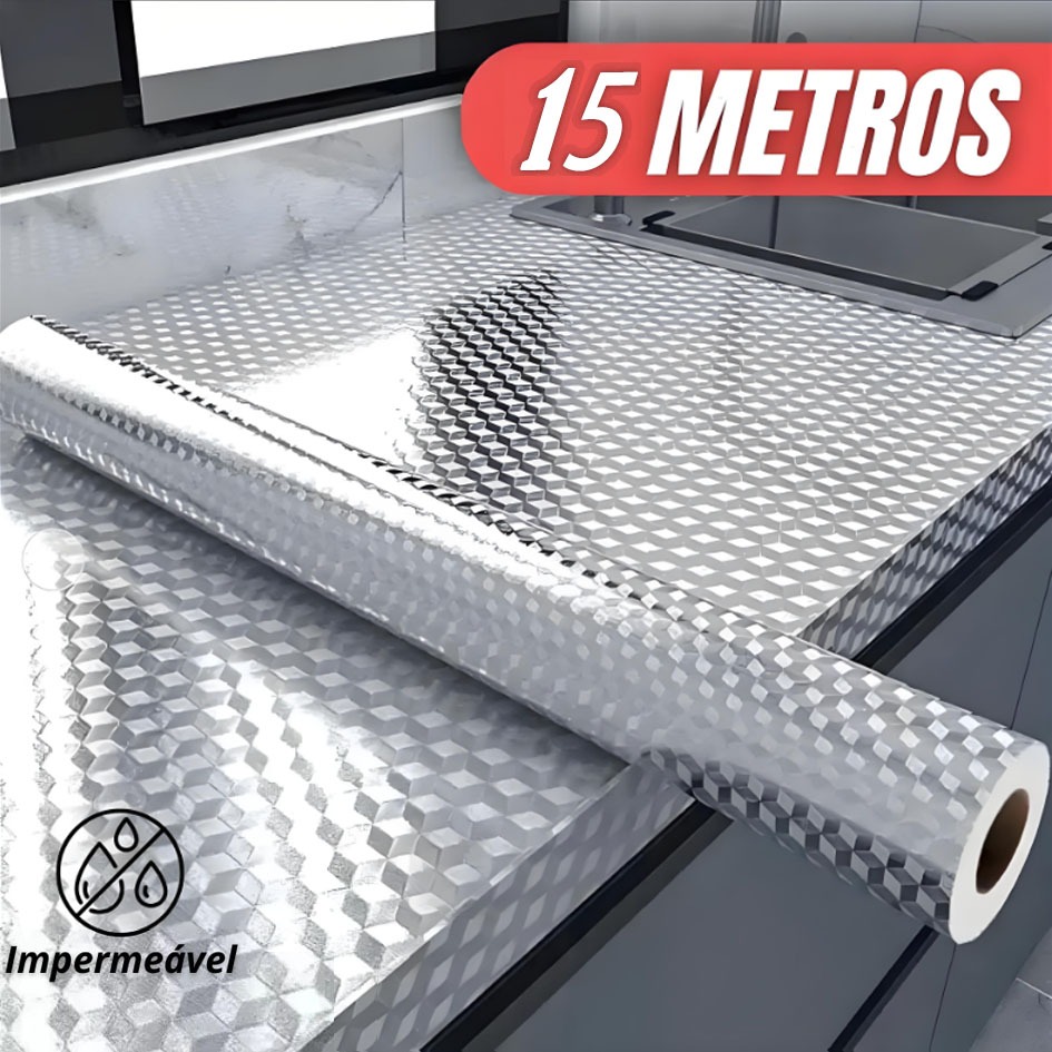 5/10/15 Metros Papel De Alumínio Rolo Adesivo 3D Prova Da Agua Para Cozinha Adesivo Impermeável