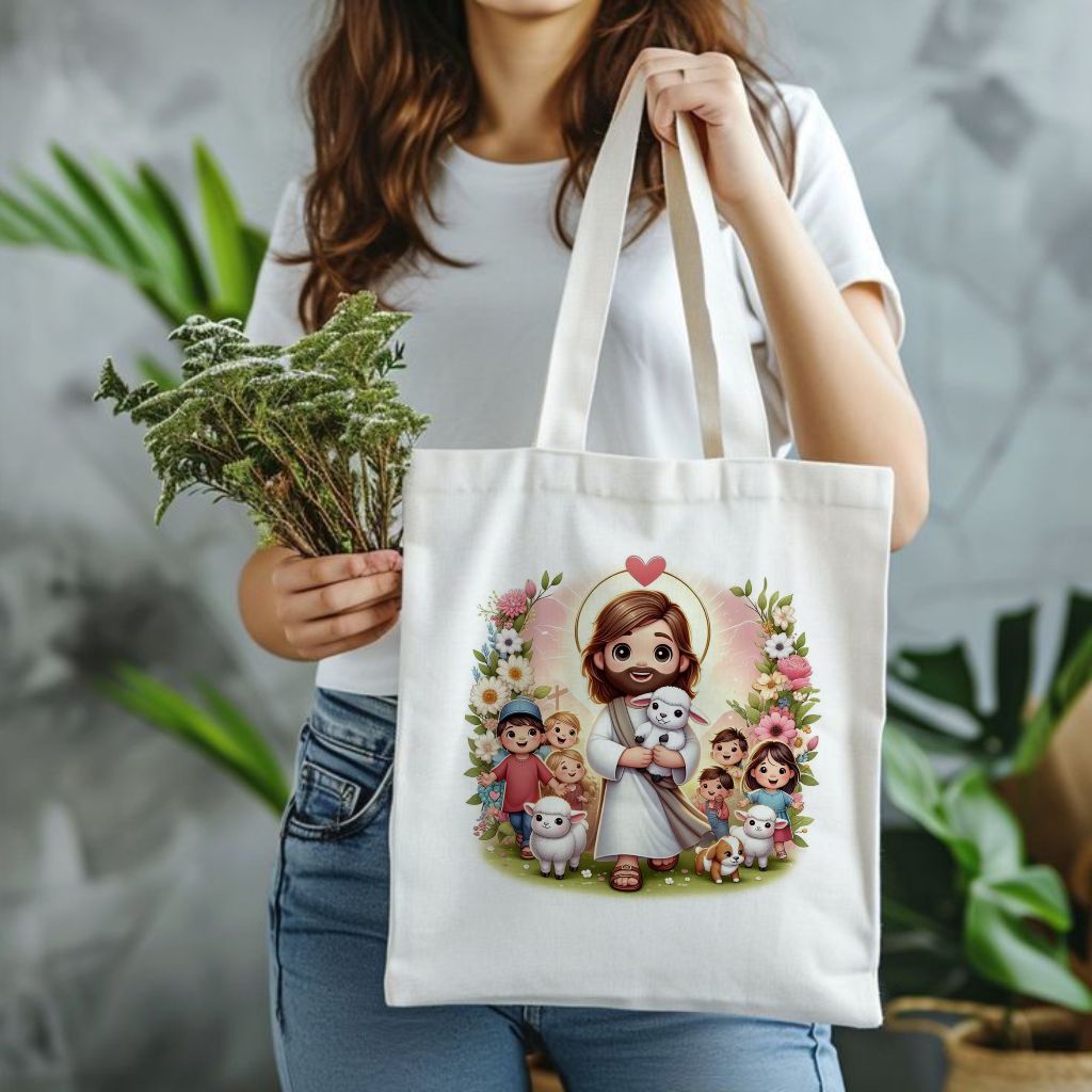 Bolsa sacola Ecobag feminina,unissex JESUS BOM PASTOR,moda cristã,católica,casual,verão
