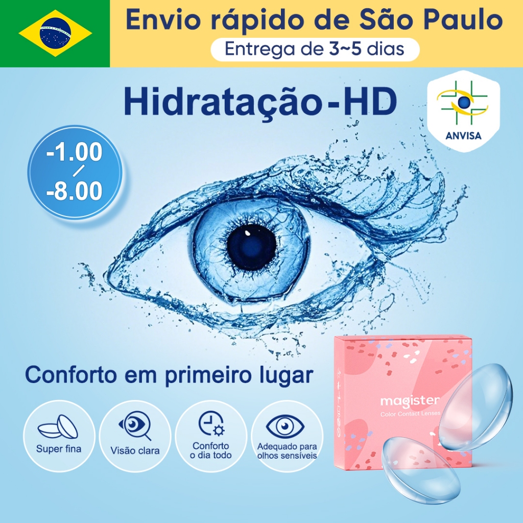 (-1.00 ~-8.00) Magister Lente De Contato Miopia Lentes De Contato Com Grau Natural Maquiagem 1 Par Com Estojo