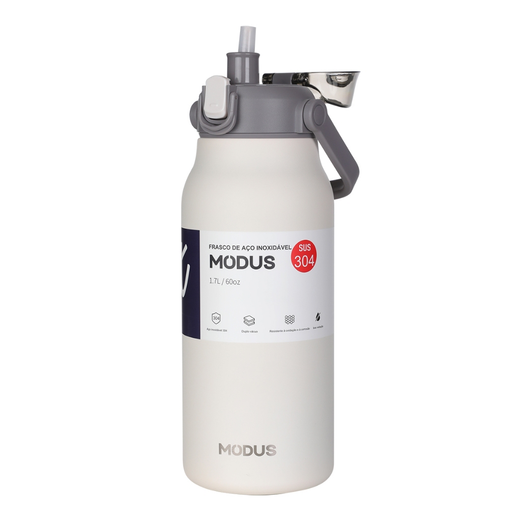 MODUS Garrafa Térmica Inox 1700ML Isolada a Vácuo Grande Capacidade Com Canudo em Oferta na Shopee