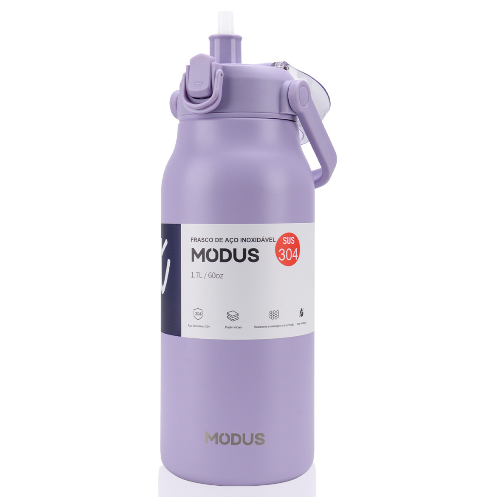 MODUS Garrafa Térmica de Viagem Inox 1700ml Água Com Canudo
