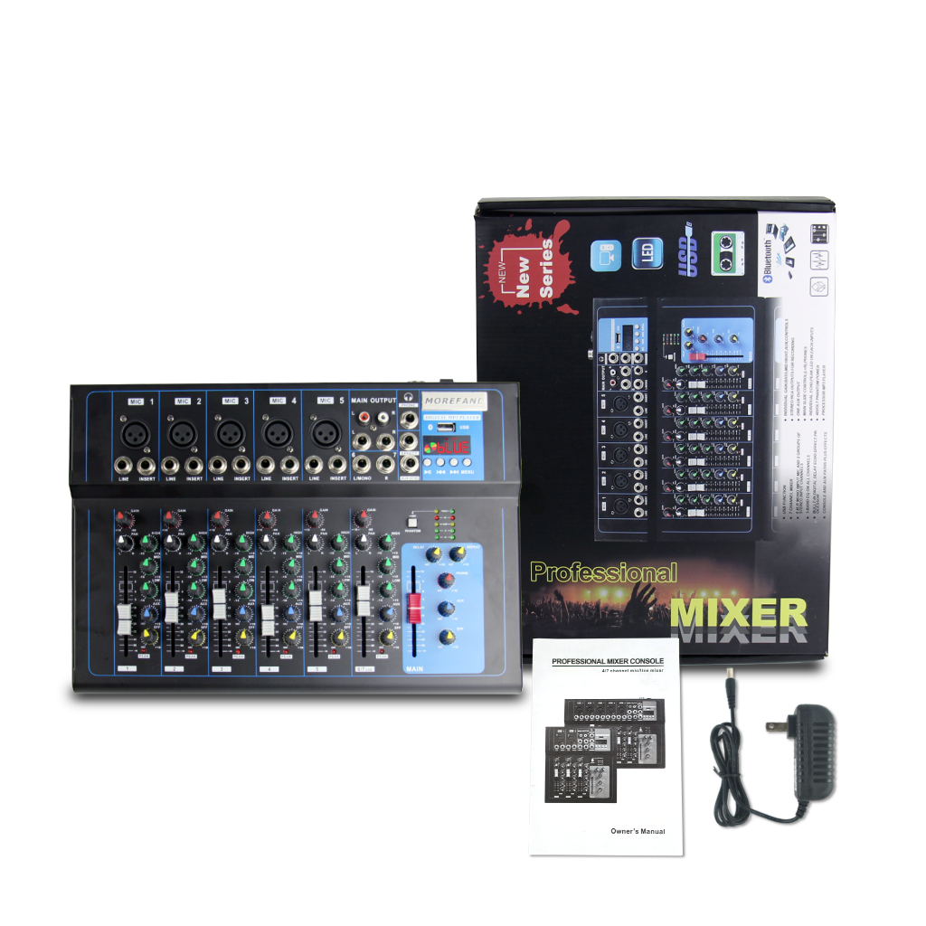 Mesa De Som 7 Canais Profissional Mixers Som Mixagem Console Entrada do Computador 48V Número de Potência Para DJ