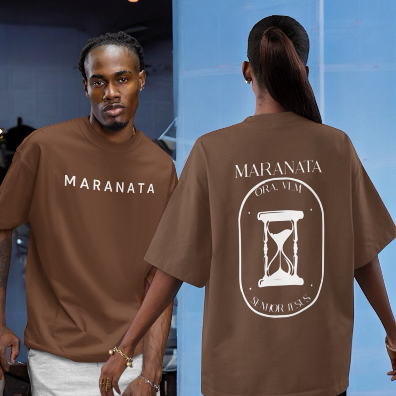 Camiseta Oversized Maranata Streetwear Blusa Estampa Gospel Jesus Evangelho Algodão Premium Fé