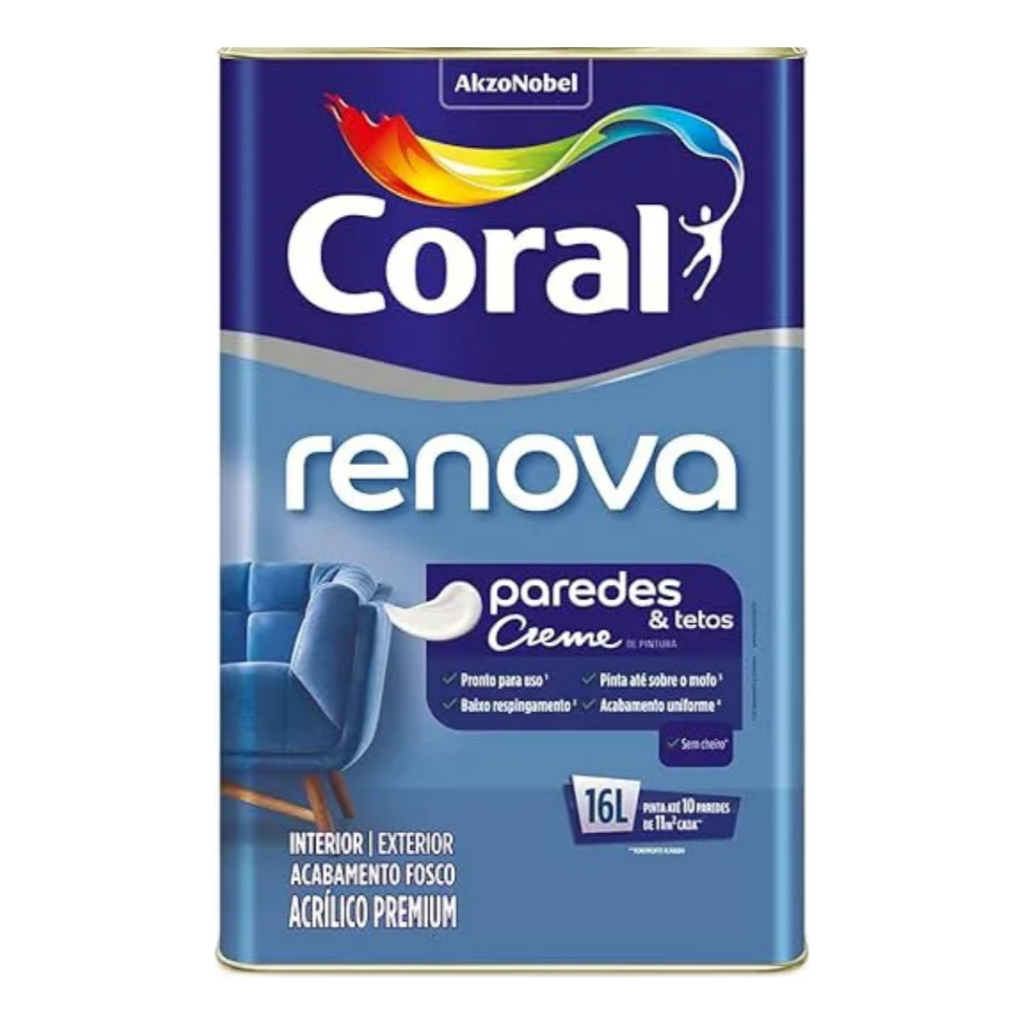 Tinta Para Paredes E Tetos Anti Mofo Coral Renova 16l Cor Branco