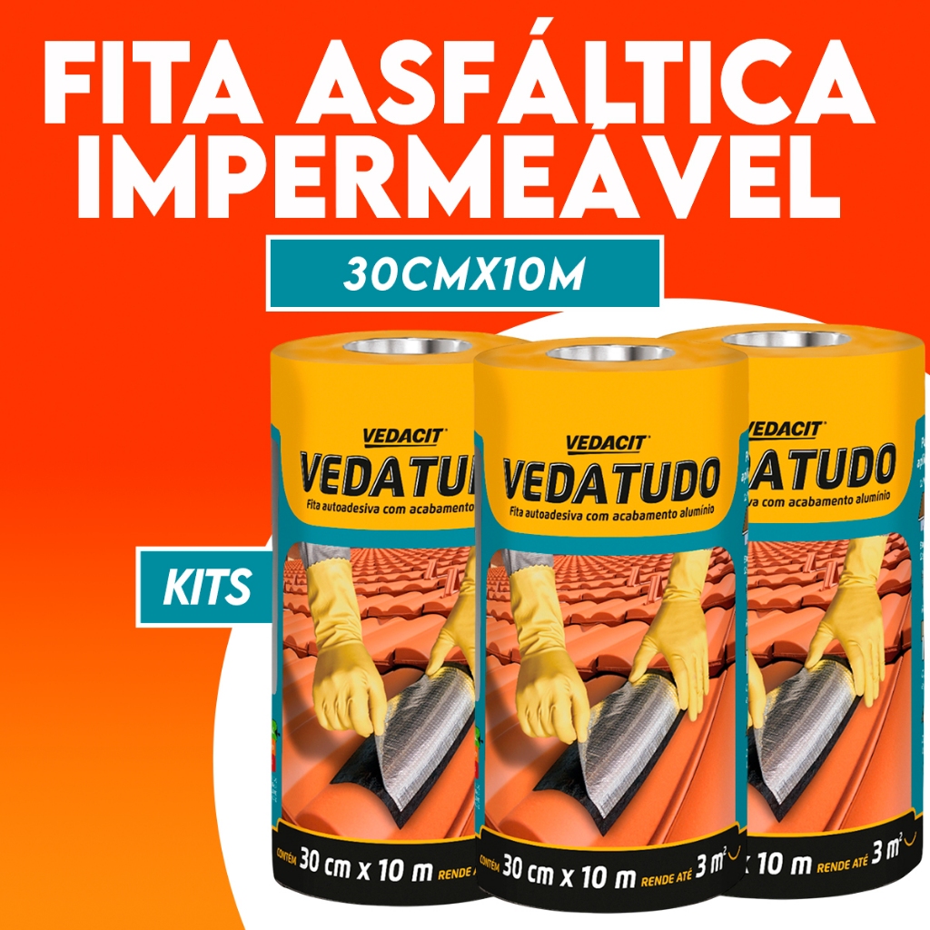 Fita Asfáltica Vedatudo 30cm X 10m Impermeável