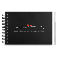 Kit Scrapbook com Álbum Preto + Caneta Gel + Adesivos – Capa Dura A5