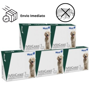 KIT 5 Unidades Ivercanis 3mg Cães 7,5 15kg antiparasitario Para Cachorro