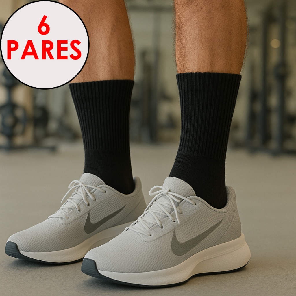 Kit 6 Pares Meias Hoahi Cano Alto Longo de 25cm Algodão Meia Grossa P/ Frio Academia Esportiva Masculina Feminina Casual - Men Clothes