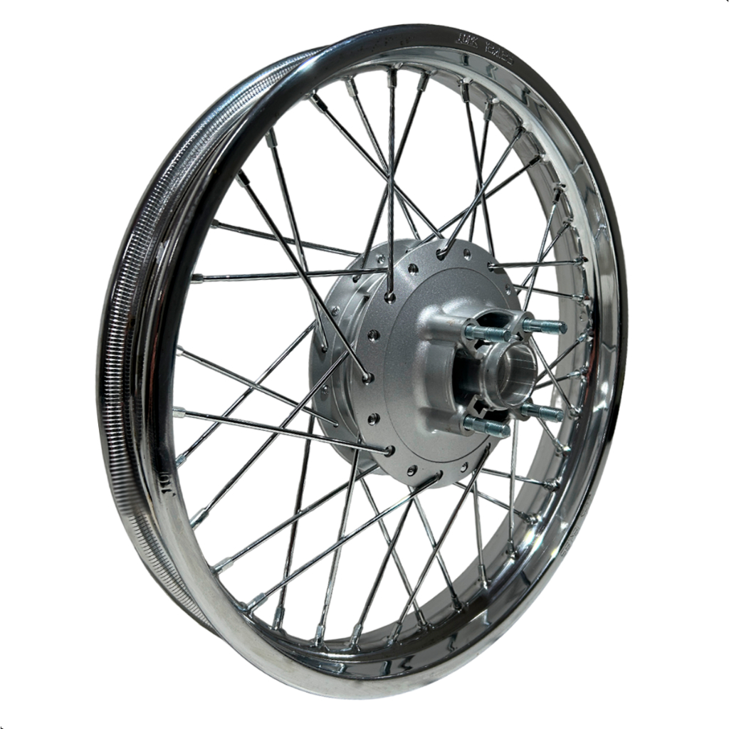Roda Traseira Completa Montada Alinhada Honda Fan 125 2009/2018 - Aro Cromado Raio Inox