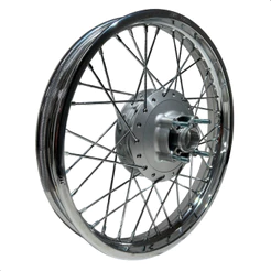 Roda Traseira Completa Montada Alinhada Honda Fan 125 2009/2018 - Aro Cromado Raio Inox