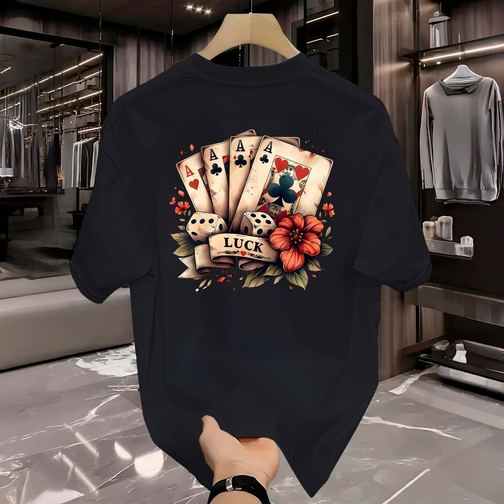 Camiseta Manfinity Luck T-Shirt Masculina Camisa Street Wear 100% Algodão em Oferta na Shopee