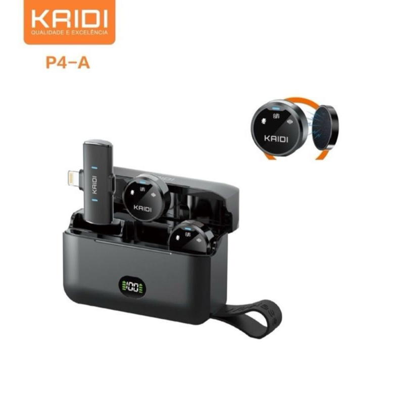 Kaidi P4 Microfone Sem Fio de Lapela Profissional Magnético Lightning/Tipo-C Cancelamento Ruído