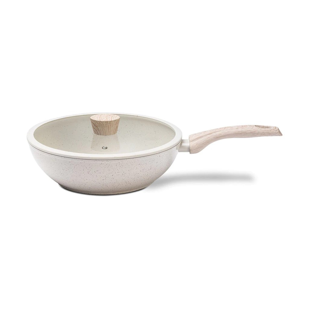 Frigideira Wok com Tampa Sirius Vanilla Ceramic Life 28cm 3,4lts Inducao Brinox