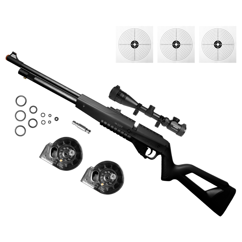 CARABINA PRESSÃO PCP G850 5,5MM QGK + LUNETA 4-16X40 + ALVOS em Oferta na Shopee