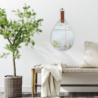 Espelho Organico Gota Lapidado com Alça de Couro 30x20cm – Ideal para Lavabo, Sala e Quarto em Oferta na Shopee