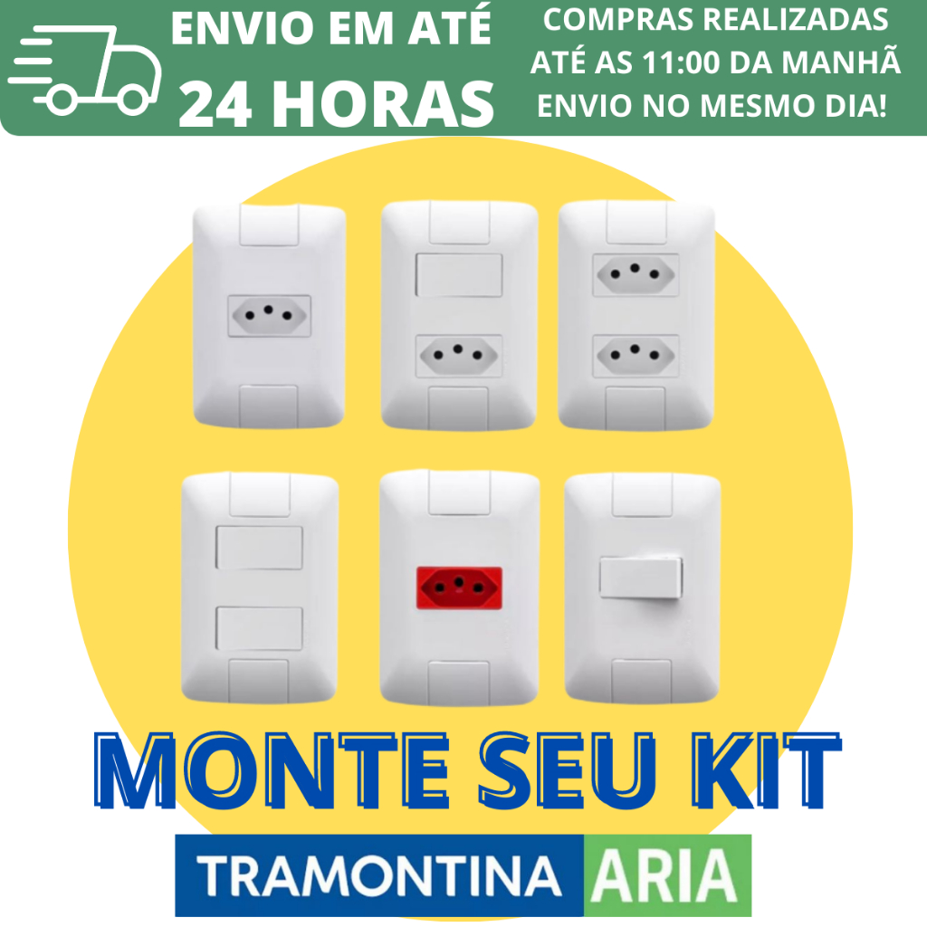 Monte Seu Kit Conjuntos de Tomadas e Interruptores Linha Aria Tramontina