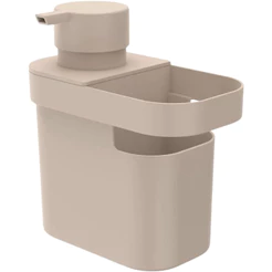 Dispenser Porta Detergente Bucha Buchinha Com Organizador De Pia 650ml Cozinha Bege OU