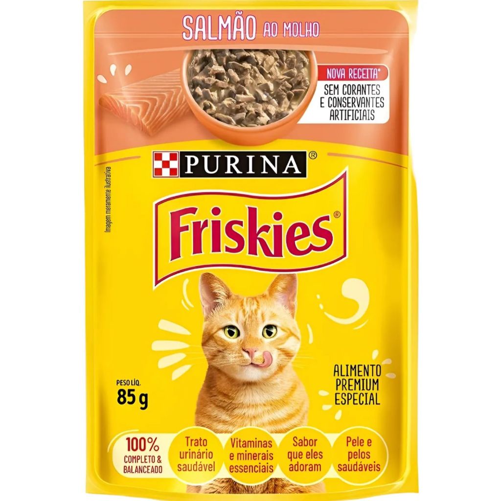 Sachê Friskies Salmão - 15Unid - 85g - Petiscos para Gatos